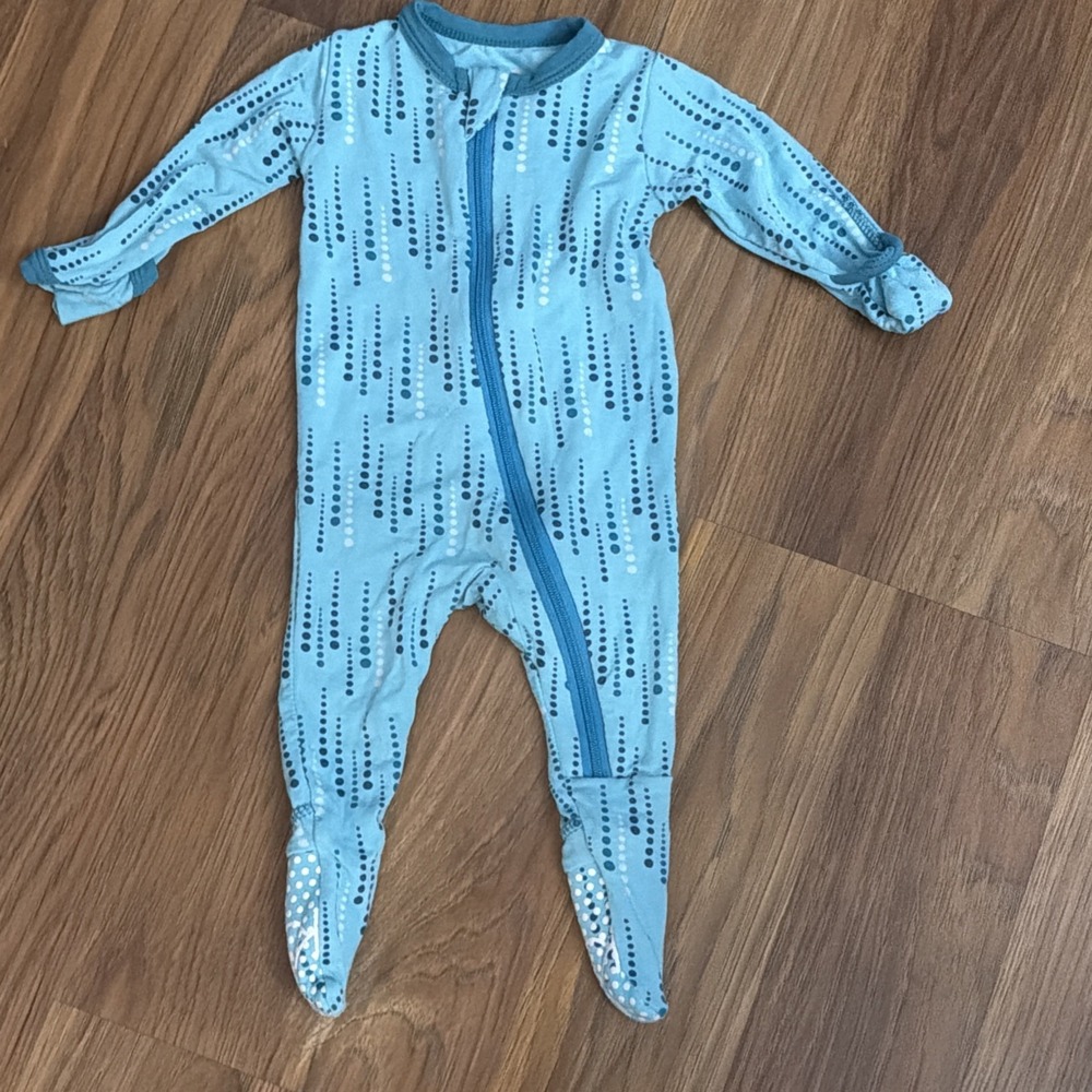 Kickee Pants Baby Boys Newborn 0 Blue Dot Footed Sleeper Pajamas